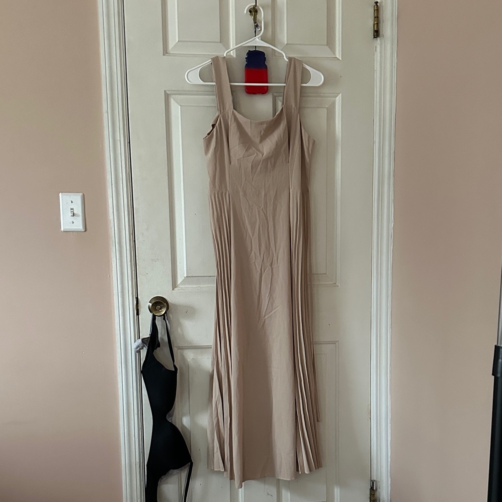 SHEIN Taupe Maxi Dress with Pleated Sides